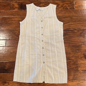Vintage Rafaella Cotton Sleeveless Striped Button Down Dress Y2K